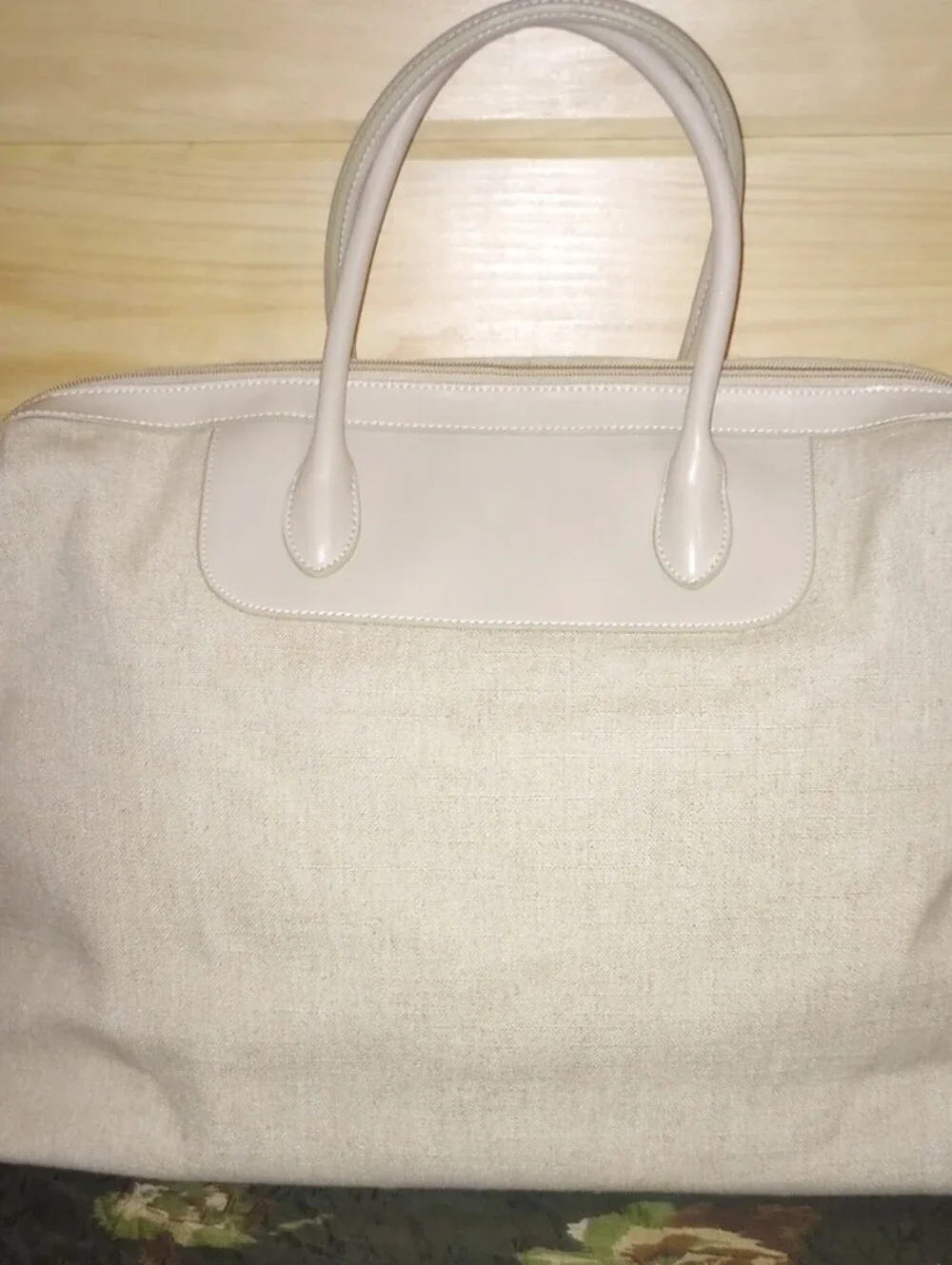 Vintage Etienne Aigner Cream Canvas Tote With Shoulder Strap. Like New Cond.